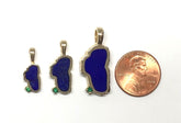 Medium 14 Karat Yellow Gold Pendant with a Lake Tahoe Shaped Lapis Gem